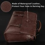 Leather Mens Messenger Bag Vintage 15.6 Inch Waterproof Leather Laptop Briefcase Large Satchel Shoulder Bag Retro Office College Computer Laptop Bag, Brown - Image 2